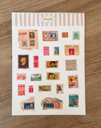Planche de Stickers - Timbres Vintage