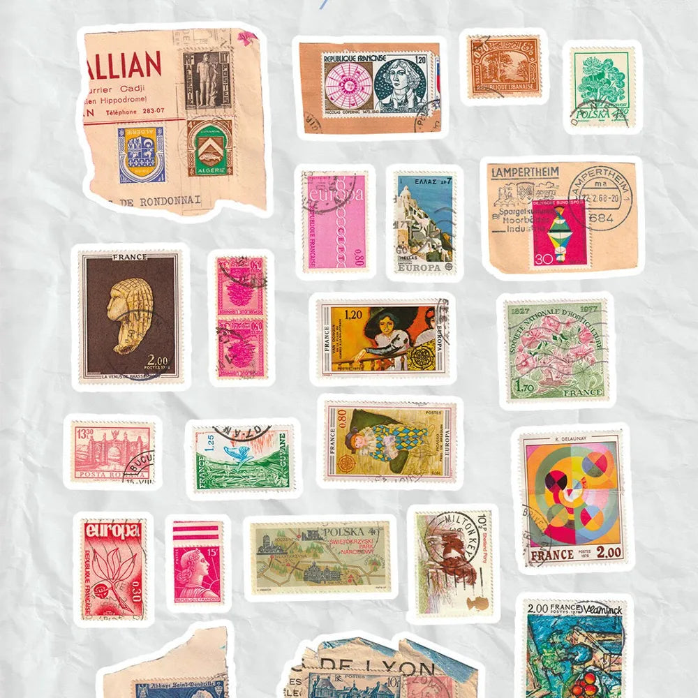 Planche de stickers - Timbres Vintage