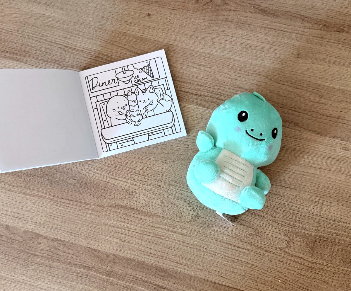 Coffret Cozy : Livre de coloriage & sa peluche dinosaure