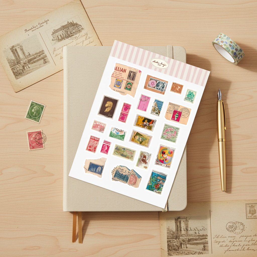 Planche Timbres Vintage - Cahier fermé